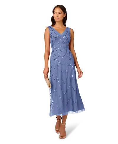 Adrianna Papell Petite Beaded Mesh Dress