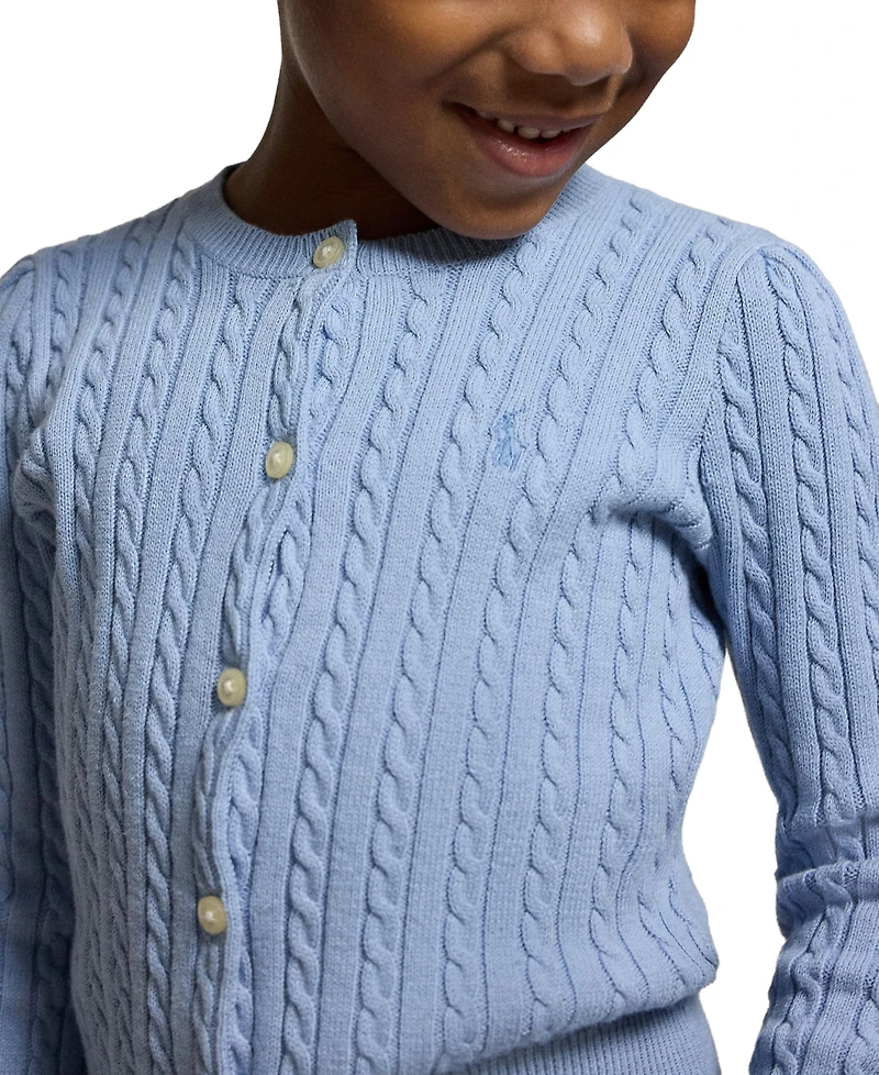 Polo Ralph Lauren Girls' 2T-6X Mini-Cable Front-Button Cardigan