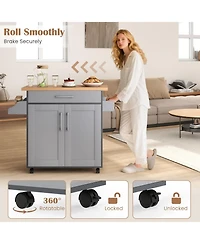 Volenca Kitchen Island Cart with Towel Rack and Spice Rack