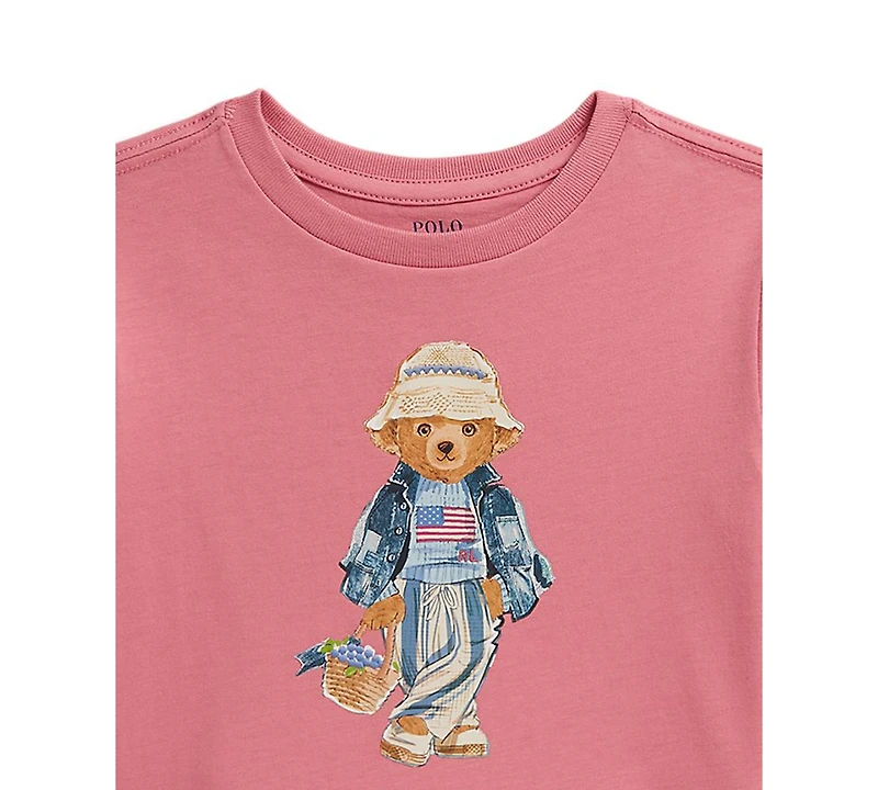 Polo Ralph Lauren Girls' 2-6X Bear Crewneck Jersey Boxy T-Shirt