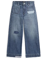 Polo Ralph Lauren Girls' 7-16 Distressed Wide-Leg Denim Jeans