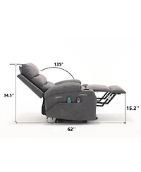 Boyel Living Recliner Chair Electric Power Lift Recliner Chair with Massage and Heat for Elderly, with Side Pockets, Hidden Cup Holder