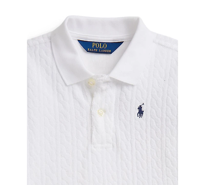 Polo Ralph Lauren Girls' 2-6X Mini-Cable Terry Shirt & Shorts, 2-Piece Set