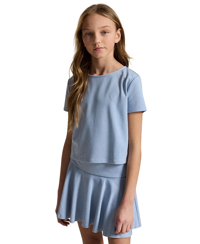 Polo Ralph Lauren Girls' 7-16 Ponte Boxy T-Shirt and Skort, 2-Piece Set