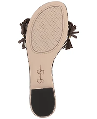 Jessica Simpson Women's Danive Raffia Fringe Flat Slide Sandals