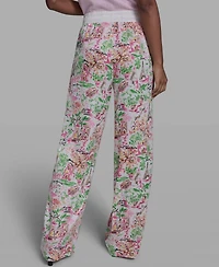 Karl Lagerfeld Paris Women's Floral Border Print Mid Rise Pants