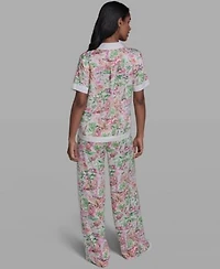 Karl Lagerfeld Paris Womens Collared Short Sleeve Top Pants