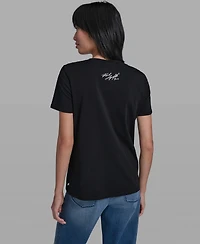 Karl Lagerfeld Paris Women's Crew Neck Sunglasses T-Shirt