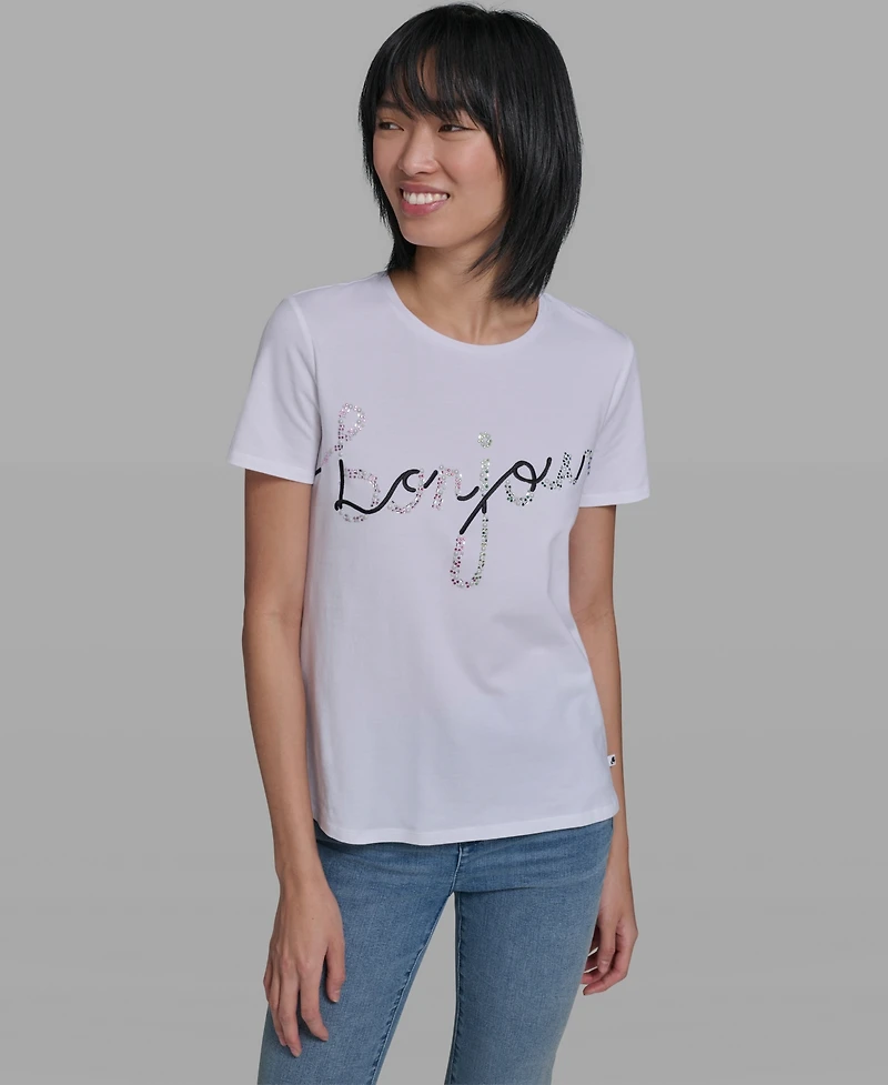 Karl Lagerfeld Paris Women's Crew Neck Sunglasses T-Shirt