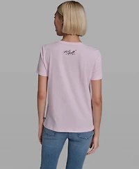 Karl Lagerfeld Paris Women's Crew Neck Short-Sleeve T-Shirt