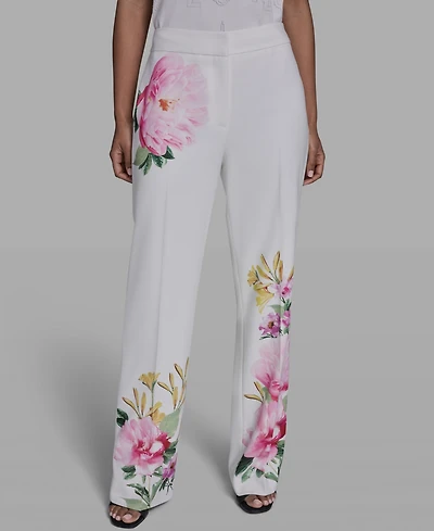 Karl Lagerfeld Paris Women's Placed Floral Print Pants