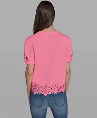 Karl Lagerfeld Paris Women's Crew Neck Short-Sleeve Top
