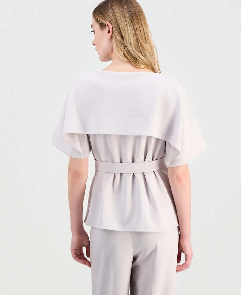Anne Klein Women's Layered Belted Short-Sleeve Top