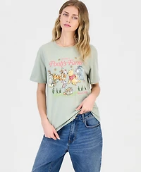 Love Tribe Juniors' Pooh's Farm Graphic Crewneck T-Shirt