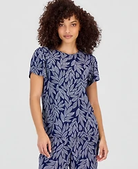 Anne Klein Essentials Petite Printed Tulip-Sleeve Top