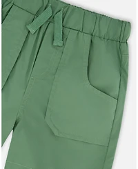 Deux par Deux Big Boys Parachute Shorts with Patch Pockets Green