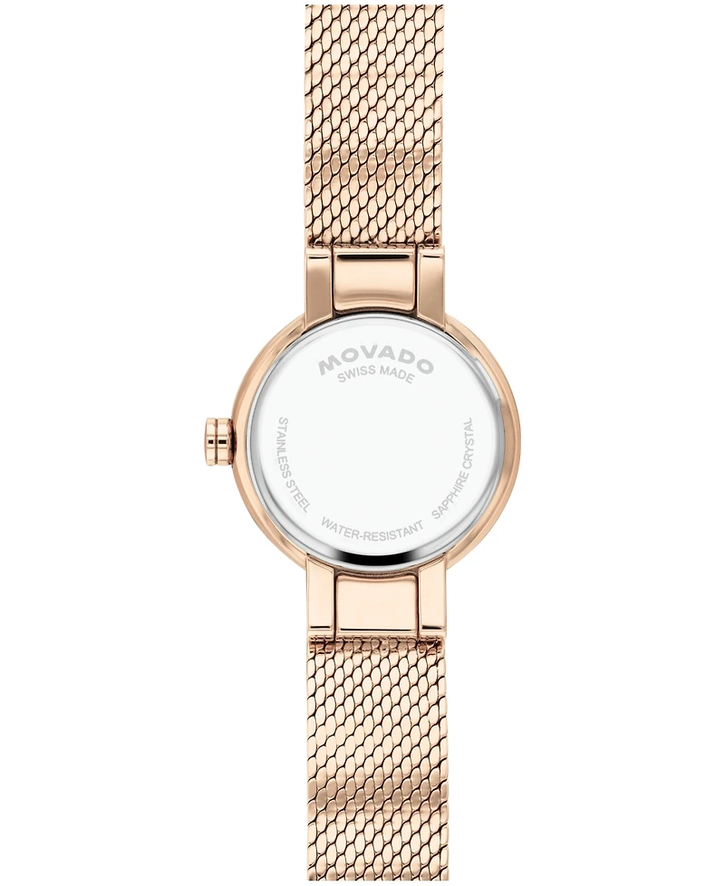 Movado Women's Museum Velura Mini Swiss Quartz Mid Rose Pvd Watch, 21mm
