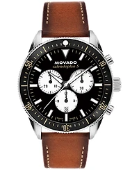 Movado Men's Calendoplan S Swiss Quartz Chrono Cognac Leather Watch, 42mm