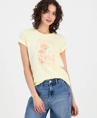 Rebellious One Juniors' California Sequin Graphic-Print Tee