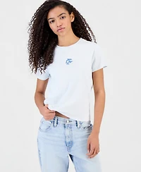 Freeze 24-7 Juniors' Dolphin Embroidered Crewneck T-Shirt