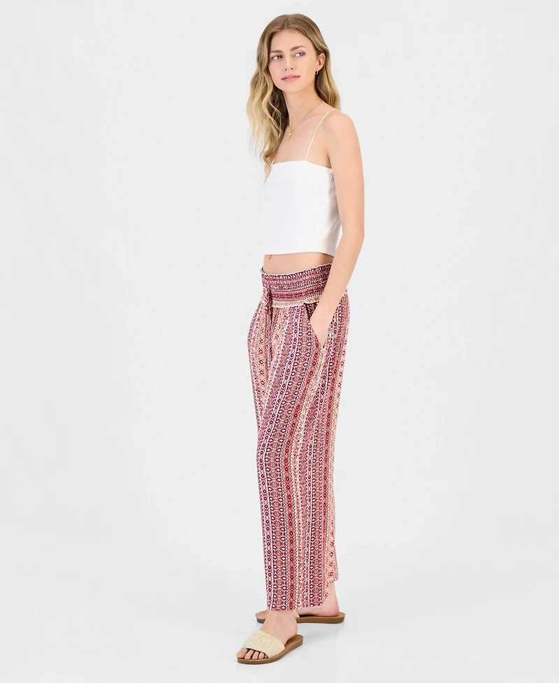 Kingston Grey Juniors' Printed Wide-Leg Cropped Pants