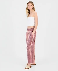 Kingston Grey Juniors' Printed Wide-Leg Cropped Pants