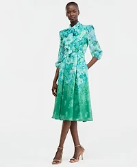 Tahari Asl Women's Tie-Neck Puffed-Shoulder Dress