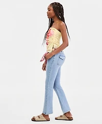 Madden Girl Juniors' Mid-Rise Scarf-Belt Bootcut Jeans