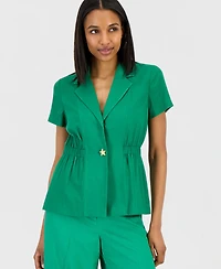 Tahari Asl Women's One-Button Short-Sleeve Blazer