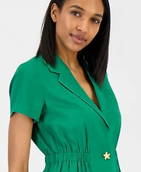 Tahari Asl Women's One-Button Short-Sleeve Blazer