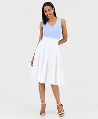 Tahari Asl Women's Cotton A-Line Midi Skirt