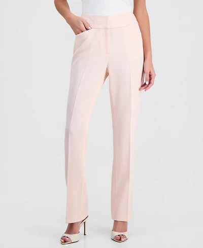 Tahari Asl Women's Twill Flat-Front Straight-Leg Pants