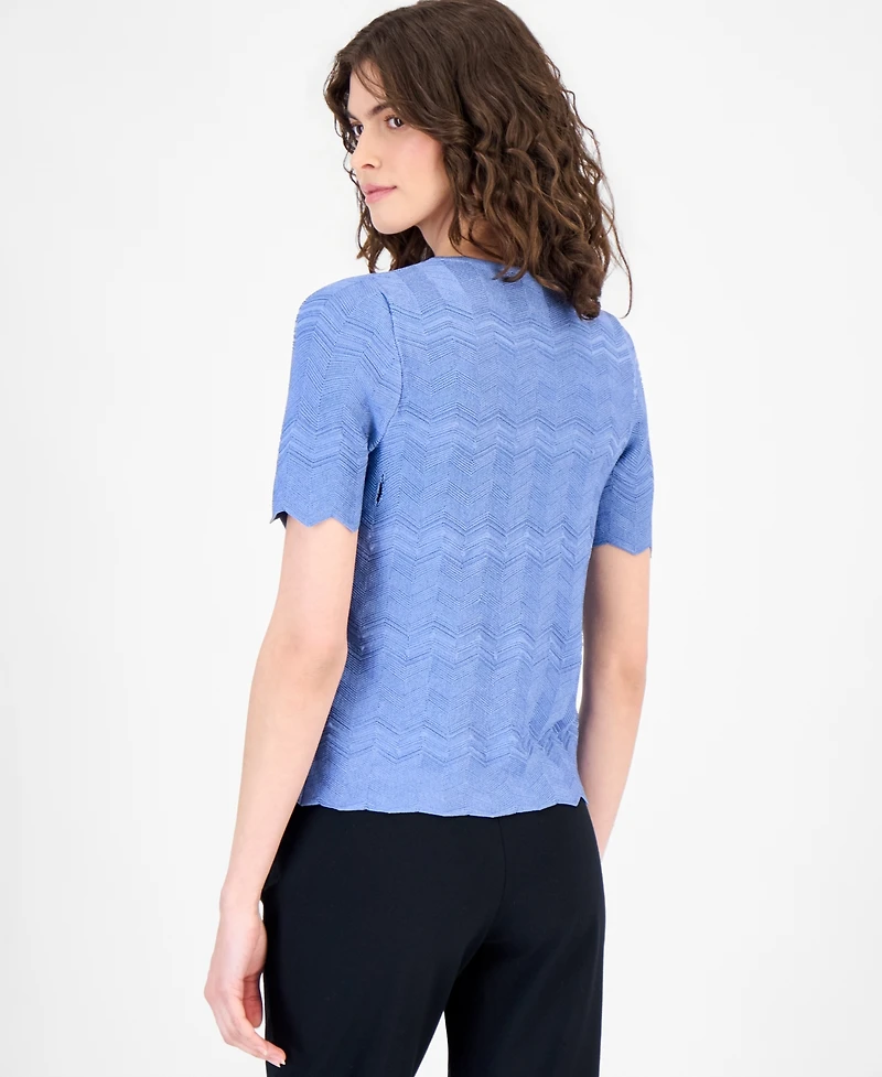 Anne Klein Women's Zigzag Short-Sleeve Cardigan