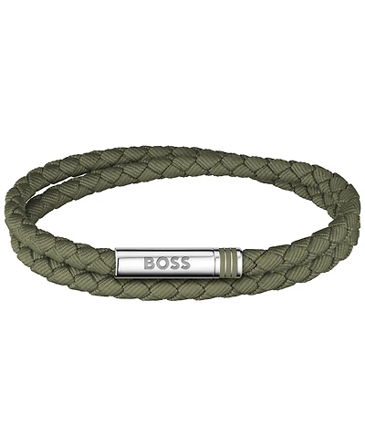 Hugo Boss Men Ares Summer Stainless Steel Nylon Cord Bracelet