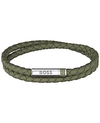 Hugo Boss Men Ares Summer Stainless Steel Green Nylon Cord Bracelet