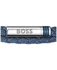 Hugo Boss Men Ares Summer Stainless Steel Blue Denim Nylon Bracelet