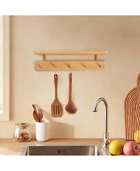 Yigii Handmade Rack with Brass Hooks for Entryways and Living Spaces