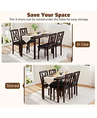 Slickblue Modern 5 Piece Dining Table Set with Wide Top and Wood Legs