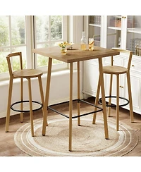 Tribesigns Bar Set, Bar Table and Chairs, 39.4" H Square Bistro Pub Table with 2 Chairs, Bar Height Table with Footrest, Small Cocktail Tables