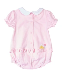 Florence Eiseman Baby Girl Stripe Knit Romper With Flowers & Chick