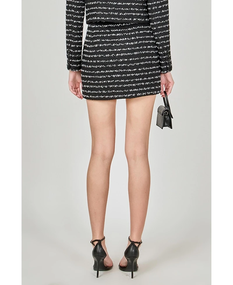 endless rose Women's Striped Tweed Skirt