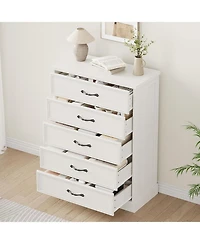 gaomon 5 Drawer Dresser for Bedroom, Wooden 5 Chest of Drawers 43in Tall with Large Storage Drawers, Modern Dresser Organizer Closet for Living Room