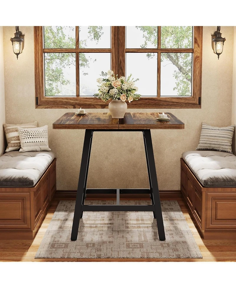 Tribesigns Square Bar Table, 31.1" Industrial High Top Pub Table with Thickened Top, Small Kitchen Dining Table