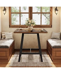 Tribesigns Square Bar Table, 31.1" Industrial High Top Pub Table with Thickened Top, Small Kitchen Dining Table