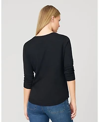 Cable & Gauge Women's Textured Heart Bow Knit Top