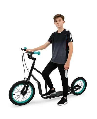 Mecale Youth Scooter with Adjustable Handlebar and 16/14-Inch Inflatable Wheels for Age 8+ Years