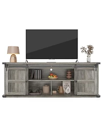 Gaomon 70" Farmhouse Tv Stand for 70/75/80" TVs, Entertainment Center with Power Outlets & Sliding Barn Door
