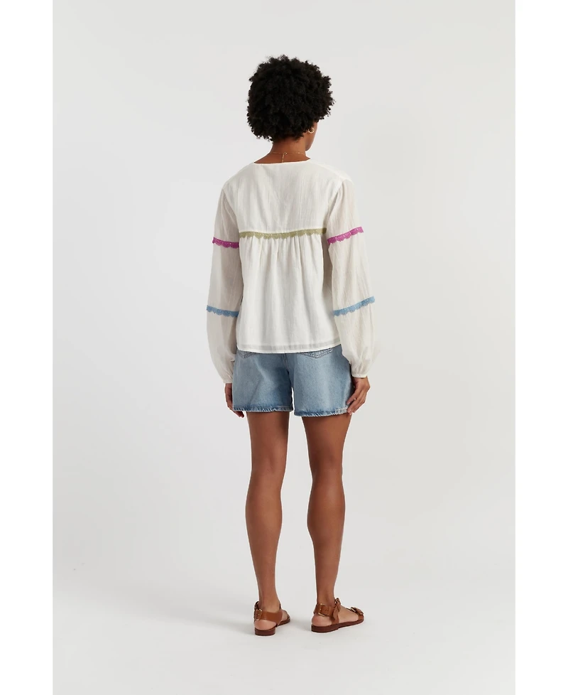 Chinti & Parker Women's Cotton Rainbow Scallop Blouse