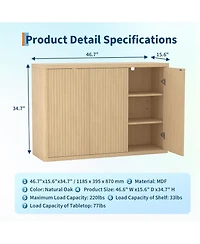 gaomon 46.7" Buffet Sideboard Cabinet with Storage, Modern Fluted ent Credenza with Adjustable Shelves and 3 Doors, Wood Coffee Bar Console Table