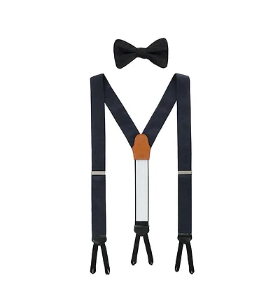 Trafalgar Men's Banbury Tone on Paisley Silk Suspenders and Bow Tie Set